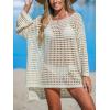 imageCUPSHE Womens Crochet Cover Up Cutout Drop Shoulder Long Sleeves Pullover Beachwear Bathing Suit 2025Sand