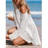 imageCUPSHE Womens Crochet Cover Up Cutout Drop Shoulder Long Sleeves Pullover Beachwear Bathing Suit 2025White