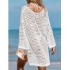 imageCUPSHE Womens Crochet Cover Up Cutout Drop Shoulder Long Sleeves Pullover Beachwear Bathing Suit 2025White