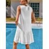 imageCUPSHE Womens Lace Bathing Suit Cover Up Sleeveless VNeck Swimsuit Coverup Ruffle Swimwear Beach DressWhite