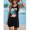imageCUPSHE Womens Swimsuit Coverup Sleeveless Swimwear Beach Cover Ups Sheer Twisted Basic Tank DressBlack Print