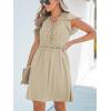 imageCUPSHE Summer Dress for Women Casual Spring V Neck Lace Appliques Cap Sleeves Hollow Out Beach Mini DressBeige