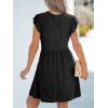 imageCUPSHE Summer Dress for Women Casual Spring V Neck Lace Appliques Cap Sleeves Hollow Out Beach Mini DressBlack