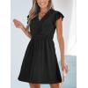 imageCUPSHE Summer Dress for Women Casual Spring V Neck Lace Appliques Cap Sleeves Hollow Out Beach Mini DressBlack