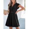 imageCUPSHE Summer Dress for Women Casual Spring V Neck Lace Appliques Cap Sleeves Hollow Out Beach Mini DressBlack