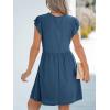 imageCUPSHE Summer Dress for Women Casual Spring V Neck Lace Appliques Cap Sleeves Hollow Out Beach Mini DressNavy Blue
