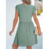 imageCUPSHE Summer Dress for Women Casual Spring V Neck Lace Appliques Cap Sleeves Hollow Out Beach Mini DressSage Green