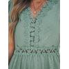 imageCUPSHE Summer Dress for Women Casual Spring V Neck Lace Appliques Cap Sleeves Hollow Out Beach Mini DressSage Green