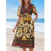 imageCUPSHE Summer Womens Summer Dresses V Neck Short Sleeve Vacation Casual Smocked Beach Midi Wedding Guest DressOrange Paisley