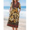 imageCUPSHE Summer Womens Summer Dresses V Neck Short Sleeve Vacation Casual Smocked Beach Midi Wedding Guest DressOrange Paisley