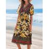 imageCUPSHE Summer Womens Summer Dresses V Neck Short Sleeve Vacation Casual Smocked Beach Midi Wedding Guest DressOrange Paisley