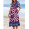 imageCUPSHE Summer Womens Summer Dresses V Neck Short Sleeve Vacation Casual Smocked Beach Midi Wedding Guest DressPink Paisley