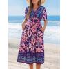 imageCUPSHE Summer Womens Summer Dresses V Neck Short Sleeve Vacation Casual Smocked Beach Midi Wedding Guest DressPink Paisley