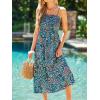 imageCUPSHE Womens Maxi Dress Ditsy Floral Smocked Summer Sundress Sleeveless Ruffled Spaghetti Straps Long Beach Formal DressNavy Ditsy