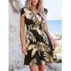 imageCUPSHE Womens Mini Dress V Neck Flutter Sleeve Striped Smocked Waist A Line Short Summer Cocktail DressFloral Brown