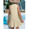 imageCUPSHE Womens Mini Dresses Button V Neck Ruffled Sleeveless A Line Casual Summer Cover Up DressBeige