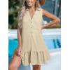 imageCUPSHE Womens Mini Dresses Button V Neck Ruffled Sleeveless A Line Casual Summer Cover Up DressBeige