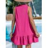 imageCUPSHE Womens Mini Dresses Button V Neck Ruffled Sleeveless A Line Casual Summer Cover Up DressHot Pink