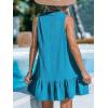 imageCUPSHE Womens Mini Dresses Button V Neck Ruffled Sleeveless A Line Casual Summer Cover Up DressLake Blue