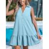 imageCUPSHE Womens Mini Dresses Button V Neck Ruffled Sleeveless A Line Casual Summer Cover Up DressLight Blue
