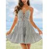 imageCUPSHE Womens Striped Summer Dresses Casual A Line Cutout Sundress Tie Front Ruffle Tiered Mini DressBlack