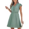 imageCUPSHE Summer Dress for Women Casual Spring V Neck Lace Appliques Cap Sleeves Hollow Out Beach Mini DressSage Green
