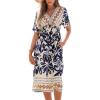 imageCUPSHE Summer Womens Summer Dresses V Neck Short Sleeve Vacation Casual Smocked Beach Midi Wedding Guest DressBlue Paisley
