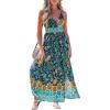imageCUPSHE Womens Floral Summer Dress V Neck Sleeveless Casual Maxi Dresses Smocked Waist Slit Vacation Beach SundressFloral Blue