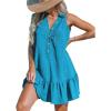 imageCUPSHE Womens Mini Dresses Button V Neck Ruffled Sleeveless A Line Casual Summer Cover Up DressLake Blue