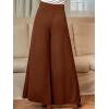 imageCUPSHE Pleated Wide Leg Pants for Women with Pockets Loose Lightweight High Waist Flowy Business Casual Pants Beach TrousersBrown