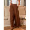 imageCUPSHE Pleated Wide Leg Pants for Women with Pockets Loose Lightweight High Waist Flowy Business Casual Pants Beach TrousersBrown