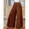 imageCUPSHE Pleated Wide Leg Pants for Women with Pockets Loose Lightweight High Waist Flowy Business Casual Pants Beach TrousersBrown