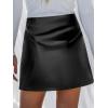 imageCUPSHE Skirts Women Faux Leather Mini Skirt Slit High Waist Bodycon Skort Wrap Notched Hem Casual VacationBlack
