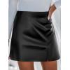 imageCUPSHE Skirts Women Faux Leather Mini Skirt Slit High Waist Bodycon Skort Wrap Notched Hem Casual VacationBlack