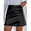 imageCUPSHE Skirts Women Faux Leather Mini Skirt Slit High Waist Bodycon Skort Wrap Notched Hem Casual VacationBlack