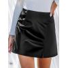 imageCUPSHE Skirts Women Faux Leather Mini Skirt Slit High Waist Bodycon Skort Wrap Notched Hem Casual VacationBlack