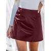 imageCUPSHE Skirts Women Faux Leather Mini Skirt Slit High Waist Bodycon Skort Wrap Notched Hem Casual VacationWine Red