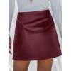 imageCUPSHE Skirts Women Faux Leather Mini Skirt Slit High Waist Bodycon Skort Wrap Notched Hem Casual VacationWine Red