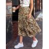 imageCUPSHE Skirts Women Leopard Print Elasticized Waist Midi Skirt Casual VacationBrown