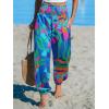 imageCUPSHE Women Pants Smocked Pockets Waist Wide Leg Ruffle Loose Fit Pant Casual BeachBlue Floral