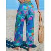 imageCUPSHE Women Pants Smocked Pockets Waist Wide Leg Ruffle Loose Fit Pant Casual BeachBlue Floral