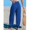 imageCUPSHE Women Pants Smocked Pockets Waist Wide Leg Ruffle Loose Fit Pant Casual BeachNavy