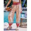 imageCUPSHE Women Pants Smocked Pockets Waist Wide Leg Ruffle Loose Fit Pant Casual BeachPink Floral