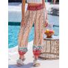 imageCUPSHE Women Pants Smocked Pockets Waist Wide Leg Ruffle Loose Fit Pant Casual BeachPink Floral