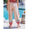imageCUPSHE Women Pants Smocked Pockets Waist Wide Leg Ruffle Loose Fit Pant Casual BeachPink Floral