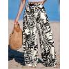 imageCUPSHE Women Pants Tropical Floral Wide Leg Pants Straight Leg Fit Casual DressyBlack
