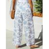 imageCUPSHE Women Pants Tropical Floral Wide Leg Pants Straight Leg Fit Casual DressyBlue Floral
