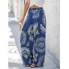imageCUPSHE Women Pants Tropical Floral Wide Leg Pants Straight Leg Fit Casual DressyNavy