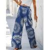 imageCUPSHE Women Pants Tropical Floral Wide Leg Pants Straight Leg Fit Casual DressyNavy