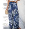 imageCUPSHE Women Pants Tropical Floral Wide Leg Pants Straight Leg Fit Casual DressyNavy